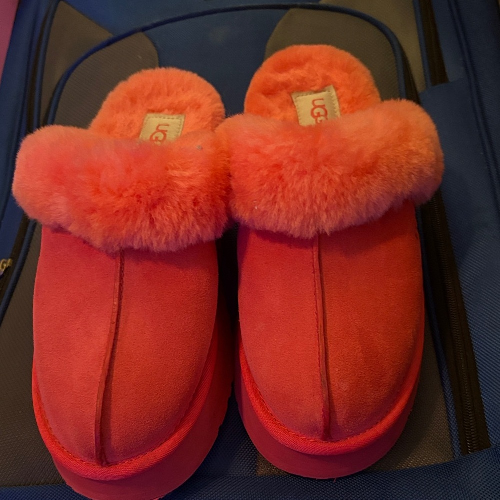 UGG Vibrant Pink Fuzzy Slippers